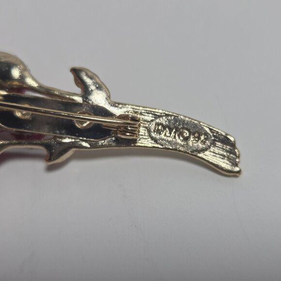 Vintage Avon David Mons (DM 97) Dozen Red Roses Bouquet Brooch Pin Gold Tone - Picture 4 of 6